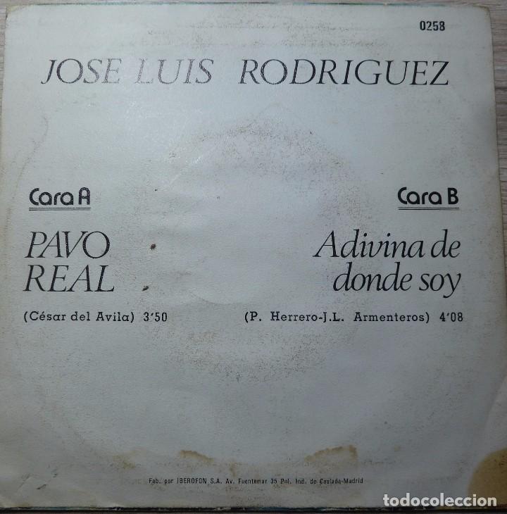 Discos de vinilo: JOSE LUIS RODRIGUEZ - PAVO REAL - Foto 2
