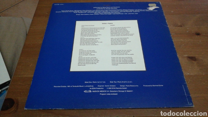 Discos de vinilo: TEHILLIM - Steve Reich - Foto 2