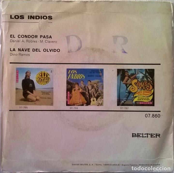 Discos de vinilo: Los Indios, El Condor Pasa, La Nave Del Olvido, Belter-07.860 - Foto 2
