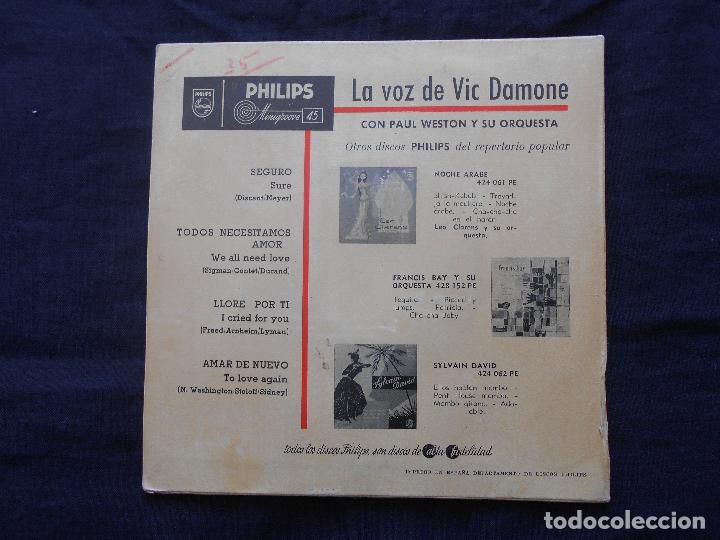 Discos de vinilo: VIC DAMONE // SEGURO + 3 - Foto 2