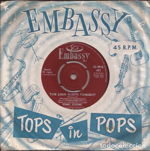 Discos de vinilo: SINGLE- BOBBY STEVENS EMBASSY 491 UK 1962 - Foto 1