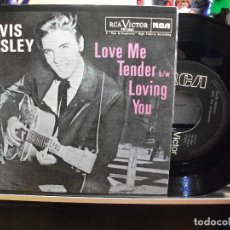 Discos de vinilo: ELVIS PRESLEY LOVE ME TENDER / LOVING YOU SINGLE SPAIN 1985 PEPETO TOP . Lote 107606923