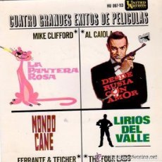 Discos de vinilo: CUATRO GRANDES EXITOS DE PELICULAS : PANTERA ROSA - JAMES BOND 007, ETC - EP HISPAVOX 1964