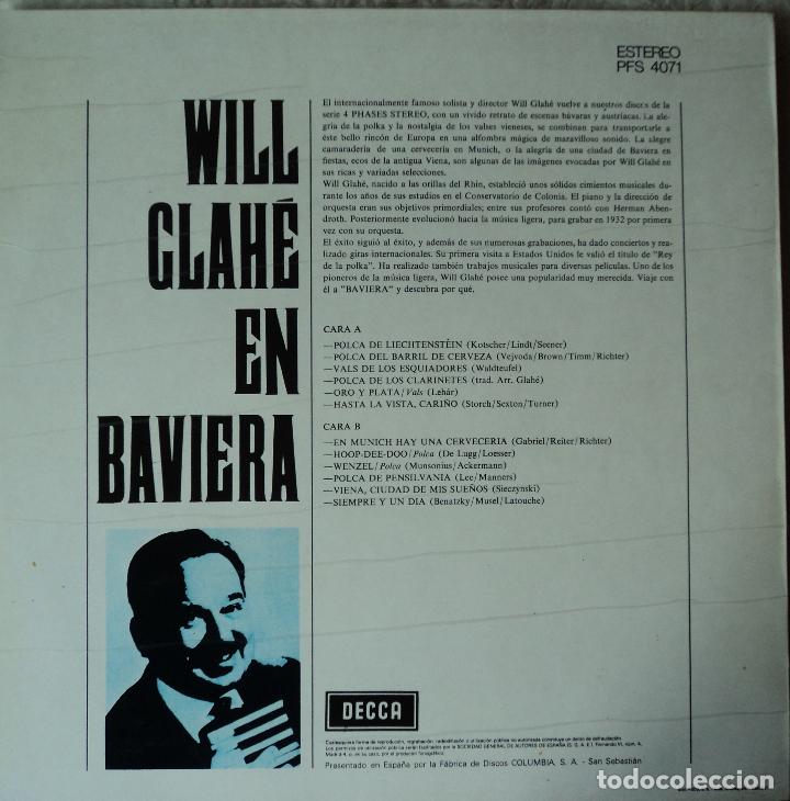 Discos de vinilo: Will Glah&eacute; - In Bavaria - Edici&oacute;n de 1969 de Espa&ntilde;a - Foto 2