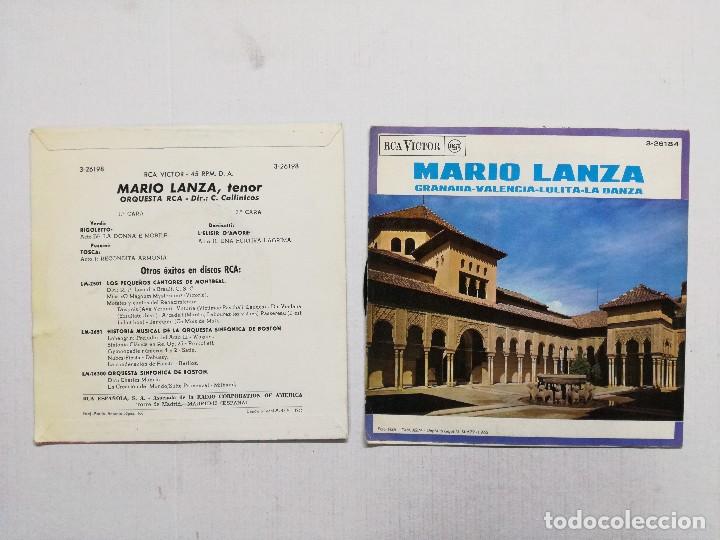 Discos de vinilo: 2 SINGLES DE MARIO LANZA - TENOR RIGOLETTO/TOSCA Y GRANADA - Foto 2