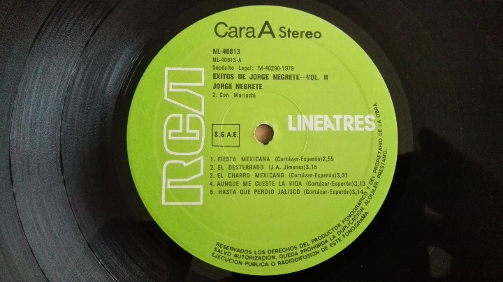 Discos de vinilo: EXITOS DE JORGE NEGRETE - LINEA TRES, 1979 - RCA - Foto 3