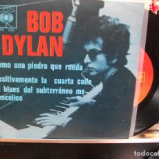 Discos de vinilo: BOB DYLAN COMO UNA PIEDRA QUE RUEDA + 2 EP MEJICO PEPETO TOP . Lote 108236835