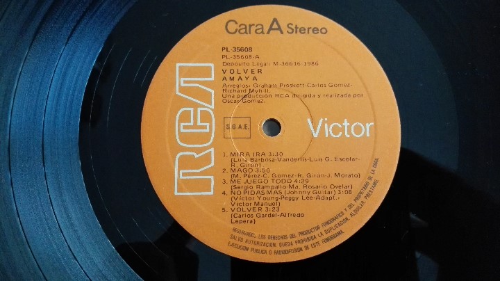 Discos de vinilo: AMAYA - VOLVER, RCA 1986 - Foto 3