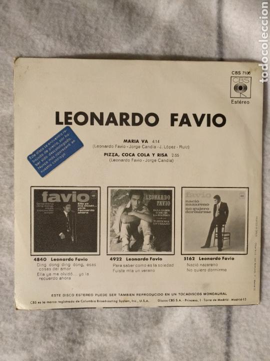 Discos de vinilo: LEONARDO FAVIO single MARIA VA/PIZZA,COCA COLA Y RISA - Foto 2