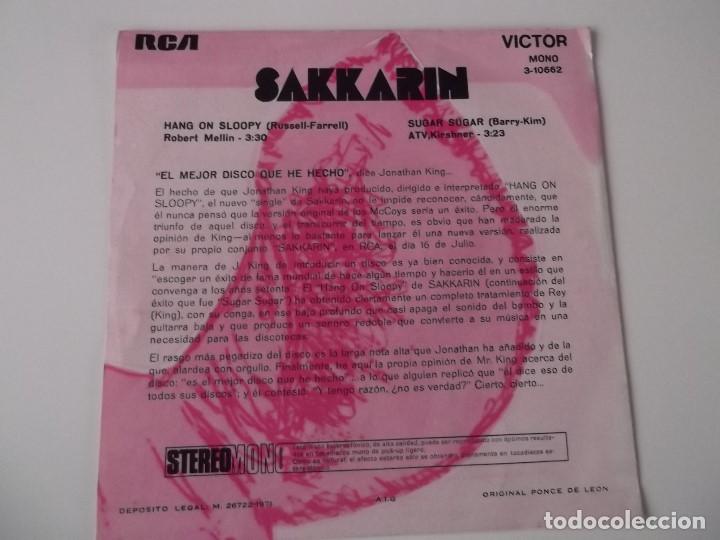Discos de vinilo: SAKKARIN - Hang on sloopy / Sugar sugar - Foto 2
