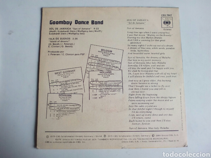 Discos de vinilo: SINGLE GOOMBAY DANCE BAND. 1979. - Foto 2