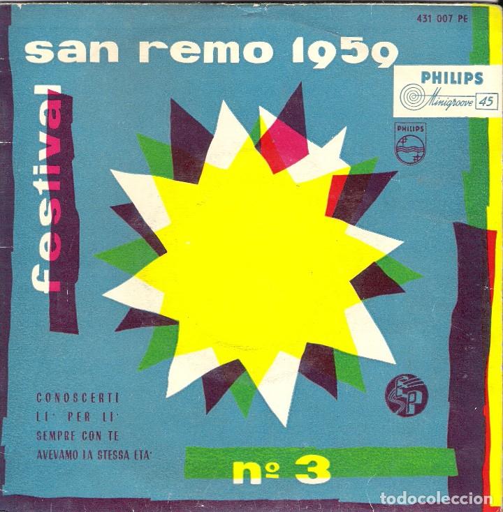 Discos de vinilo: FESTIVAL SAN REMOS 1959 (Nº3) 4 CANCIONES VINILO CONOSCERTI - LI PER LI - SIEMPRE CON TE-AVEVAMO LA - Foto 1 - 108670267