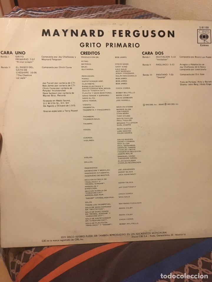 Discos de vinilo: MAYNARD FERGUSON-PRIMAL SCREAM-1976-VINILO NUEVO - Foto 2