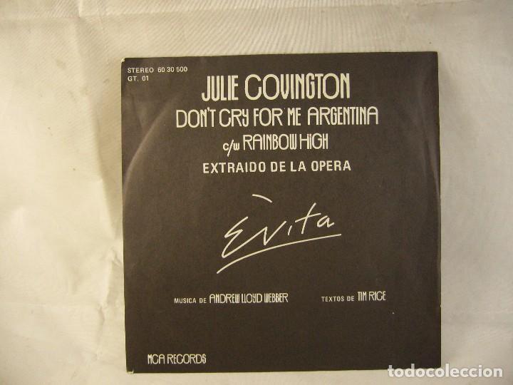 Discos de vinilo: DISCO JULIE COVINGTON - EVITA - Foto 1