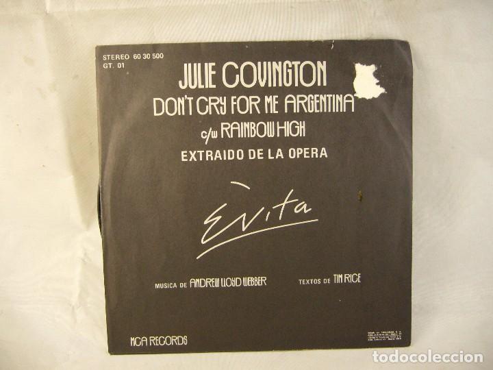 Discos de vinilo: DISCO JULIE COVINGTON - EVITA - Foto 4