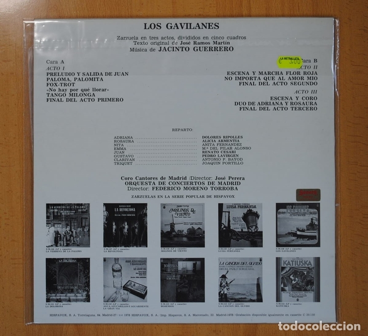 Discos de vinilo: MORENO TORROBA - LOS GAVILANES - LP - Foto 2