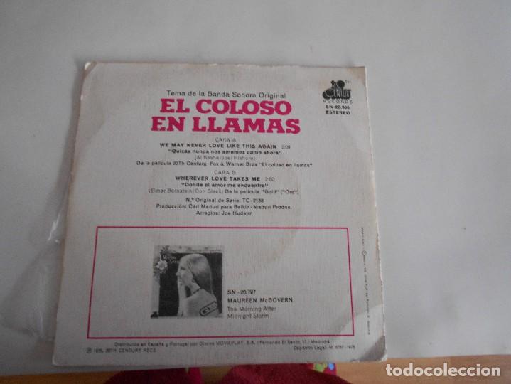 Discos de vinilo: MAUREEN McGOVERN SINGLE BSO DE EL COLOSO EN LLAMAS - Foto 2