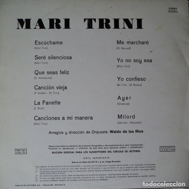 Discos de vinilo: Mari Trini - Grandes Exitos - Edici&oacute;n de 1973 de Espa&ntilde;a - Foto 2