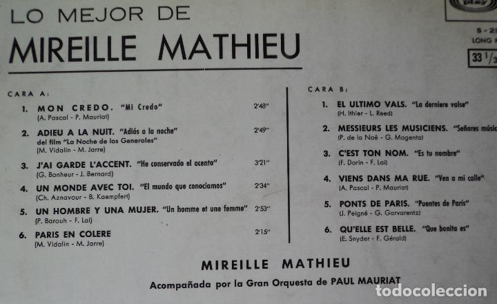 Discos de vinilo: Mireille Mathieu - Lo Mejor - Edici&oacute;n de 1968 de Espa&ntilde;a - Foto 3