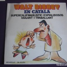 Discos de vinilo: WALT DISNEY EN CATALA SG MOVIEPLAY 1971 SUPERCALIFRAGILISTIC EXPIALIDOSOS +1 VINILO ROJO - ELISARD. Lote 110042711