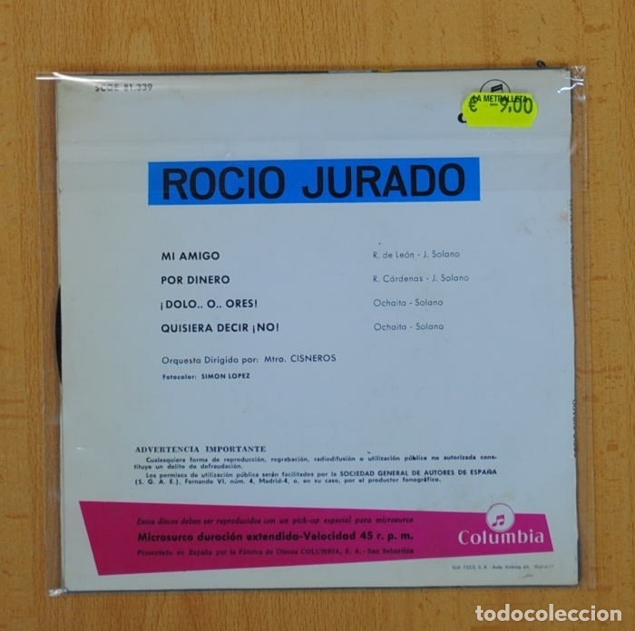 Discos de vinilo: ROCIO JURADO - MI AMIGO + 3 - EP - Foto 2