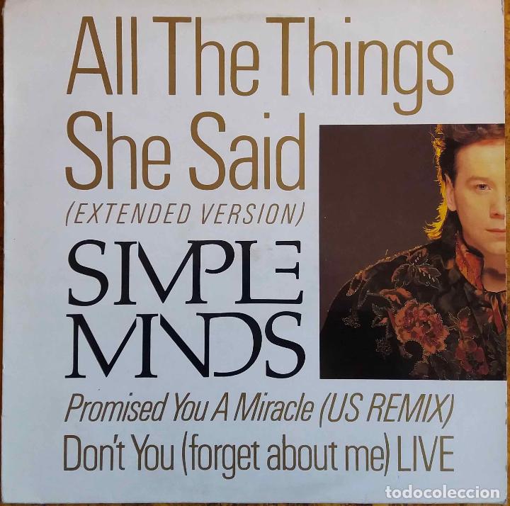 Discos de vinilo: SIMPLE MINDS, ALL THE THINGS SHE SAID EXTENDED VERSION. MAXI SINGLE ESPA&Ntilde;A - Foto 1