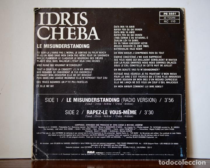 Discos de vinilo: Idris Cheba - Le misunderstanding (RCA,1982) Edicion francesa - Foto 2