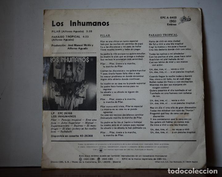 Discos de vinilo: Los Inhumanos - Pilar (Epic,1985) - Foto 2