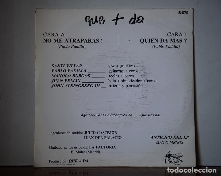 Discos de vinilo: Que mas da - No me atraparas (Lib&eacute;lula records,1991) - Foto 2