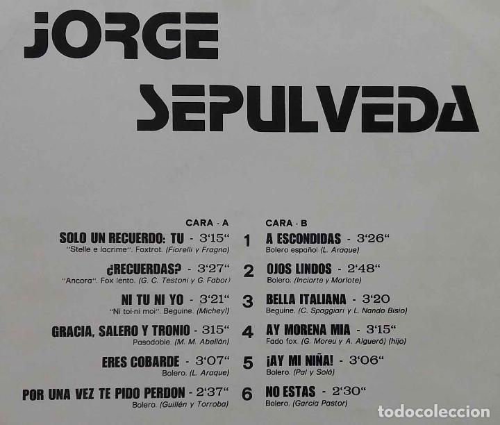 Discos de vinilo: JORGE SEPULVEDA. LP EMI - ODEON. - Foto 2