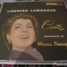Discos de vinilo: LP-LIBERTAD LAMARQUE CANTA CANCIONES DE MARIA GREVER RCA 1022 MEXICO 195???. Lote 111670351