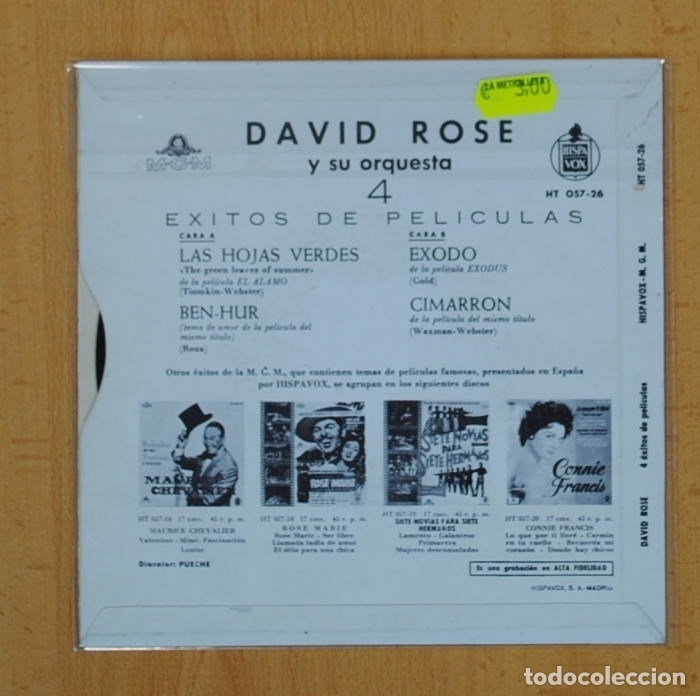 Discos de vinilo: DAVID ROSE - LAS HOJAS VERDES + 3 - EP - Foto 2