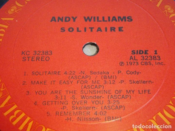 Discos de vinilo: Andy Williams &ndash; Solitaire USA 1973 Columbia - Foto 3