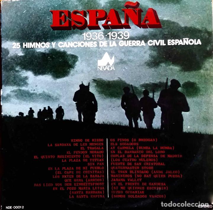Discos de vinilo: ESPA&Ntilde;A 1936 - 1939, 25 HIMNOS Y CANCIONES DE LA GUERRA CIVIL ESPA&Ntilde;OLA. DOBLE LP, 2 DISCOS