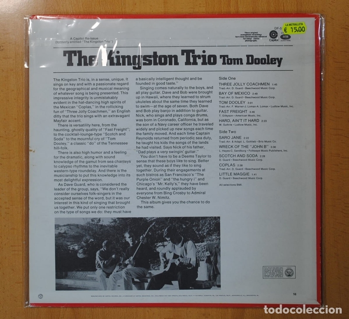 Discos de vinilo: THE KINGSTON TRIO - TOM DOOLEY - LP - Foto 2