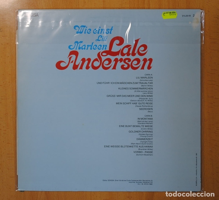 Discos de vinilo: LALE ANDERSEN - WIE EINST LILI MARLEEN - LP - Foto 2