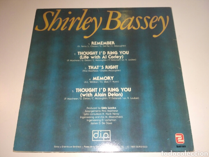 Discos de vinilo: Shirley Bassey&nbsp;-&nbsp;Thought Id Ring You / Memory / Remember / Thats Right - Foto 2