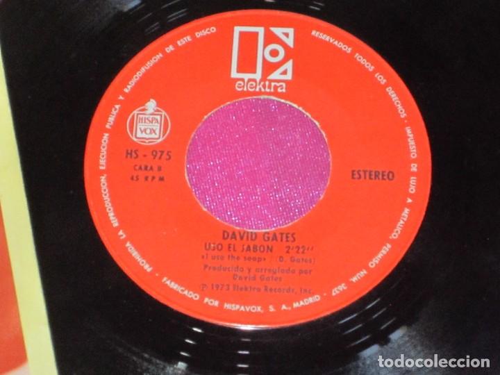 Discos de vinilo: DAVID GATES - NUBES  USO EL JAB&Oacute;N 1973 SINGLE - Foto 3
