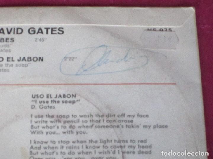 Discos de vinilo: DAVID GATES - NUBES  USO EL JAB&Oacute;N 1973 SINGLE - Foto 5