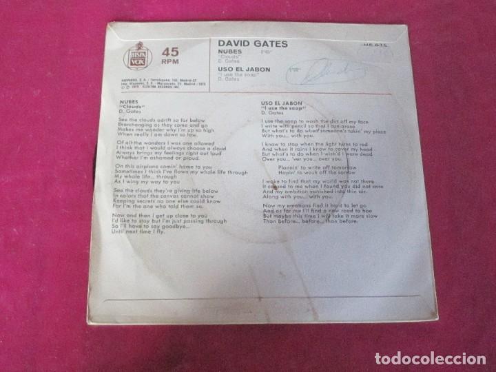 Discos de vinilo: DAVID GATES - NUBES  USO EL JAB&Oacute;N 1973 SINGLE - Foto 7