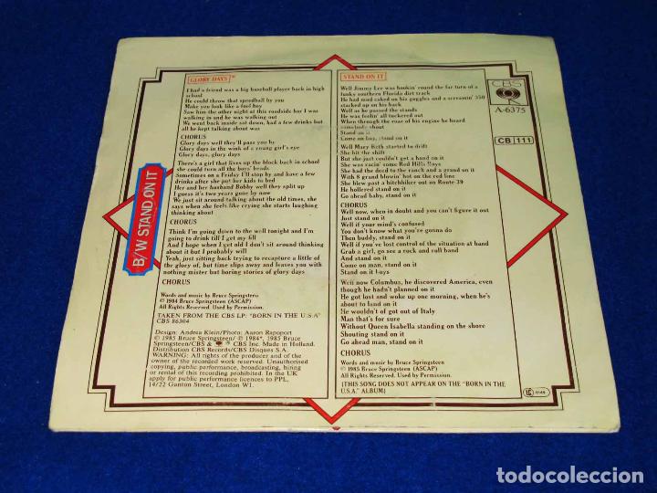Discos de vinilo: BRUCE SPRINGSTEEN - SINGLE VINILO - GLORY DAYS + STAND ON IT - 1985 - Foto 2