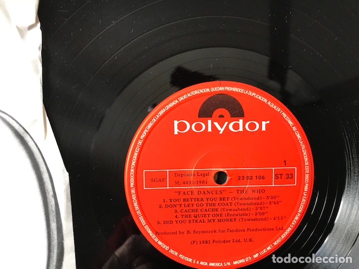 Discos de vinilo: Face dances. The Who - Foto 3