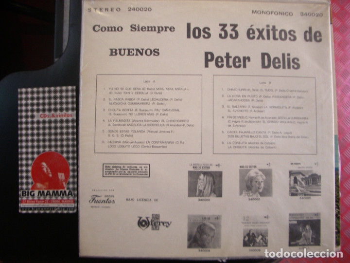 Discos de vinilo: LOS 33 EXITOS DE PETER DELIS- COMO SIEMPRE BUENOS - Foto 2