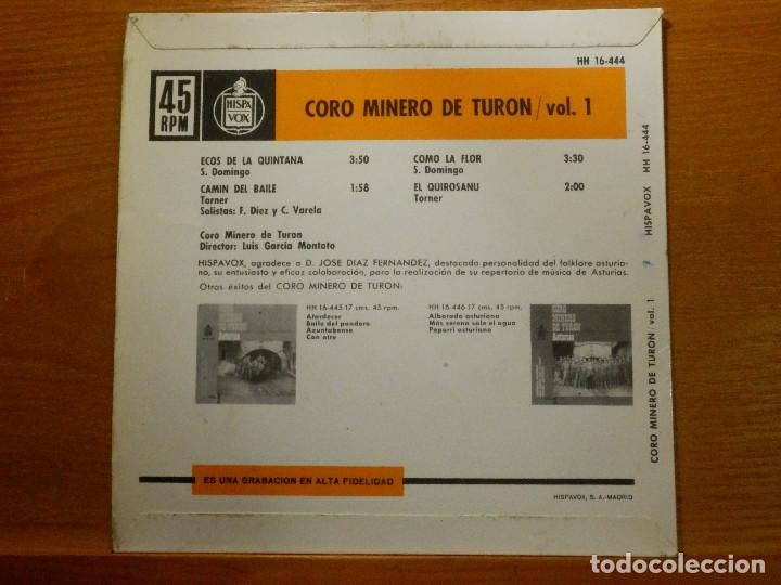 Discos de vinilo: EP - Coro Minero de Turon - Ecos de la Quintana, Como la flor, Camin del baile El quirosanu Hispavox - Foto 2 - 113914799