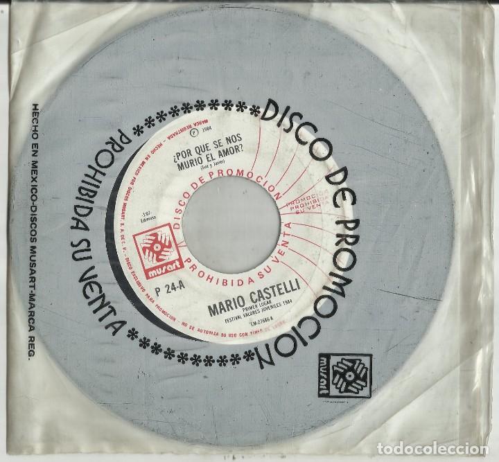 Disques de vinyle: mario castelli single promocional &iquest;por que se nos murio el amor? mexico 1984 leer descripcion