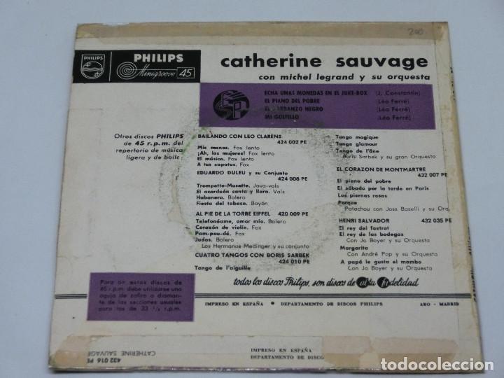 Discos de vinilo: SINGLE - CATHERINE SAUVAGE - ECHA UNAS MONEDAS EN EL JUKE - BOX - Foto 2