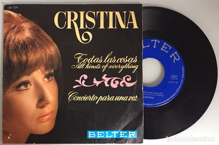 Disques de vinyle: Cristina cantante de los stop. Todas las cosas/Concierto para una voz. Belter 1970