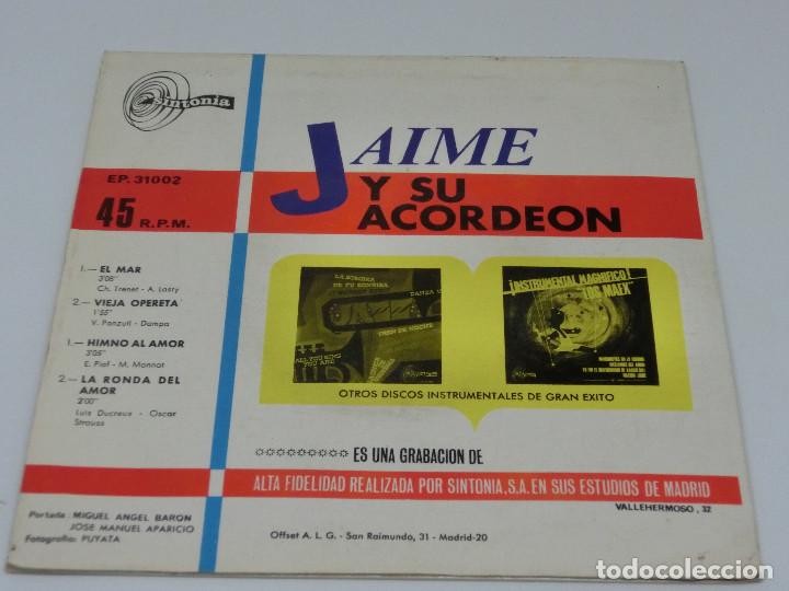 Discos de vinilo: SINGLE - JAIME Y SU ACORDEON - TEMAS FRANCESES - Foto 2