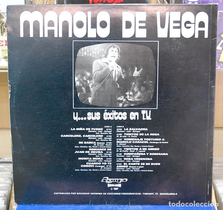 Discos de vinilo: Manolo de Vega. &Eacute;xitos. Olympo 1977, ref. L-587. LP - Foto 2