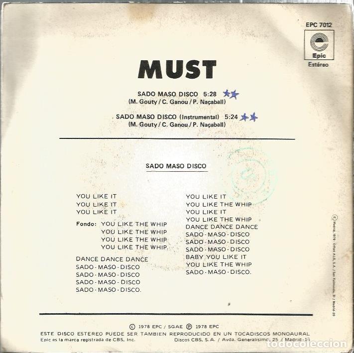 Discos de vinilo: SG MUST : SADO MASO DISCO - Foto 2